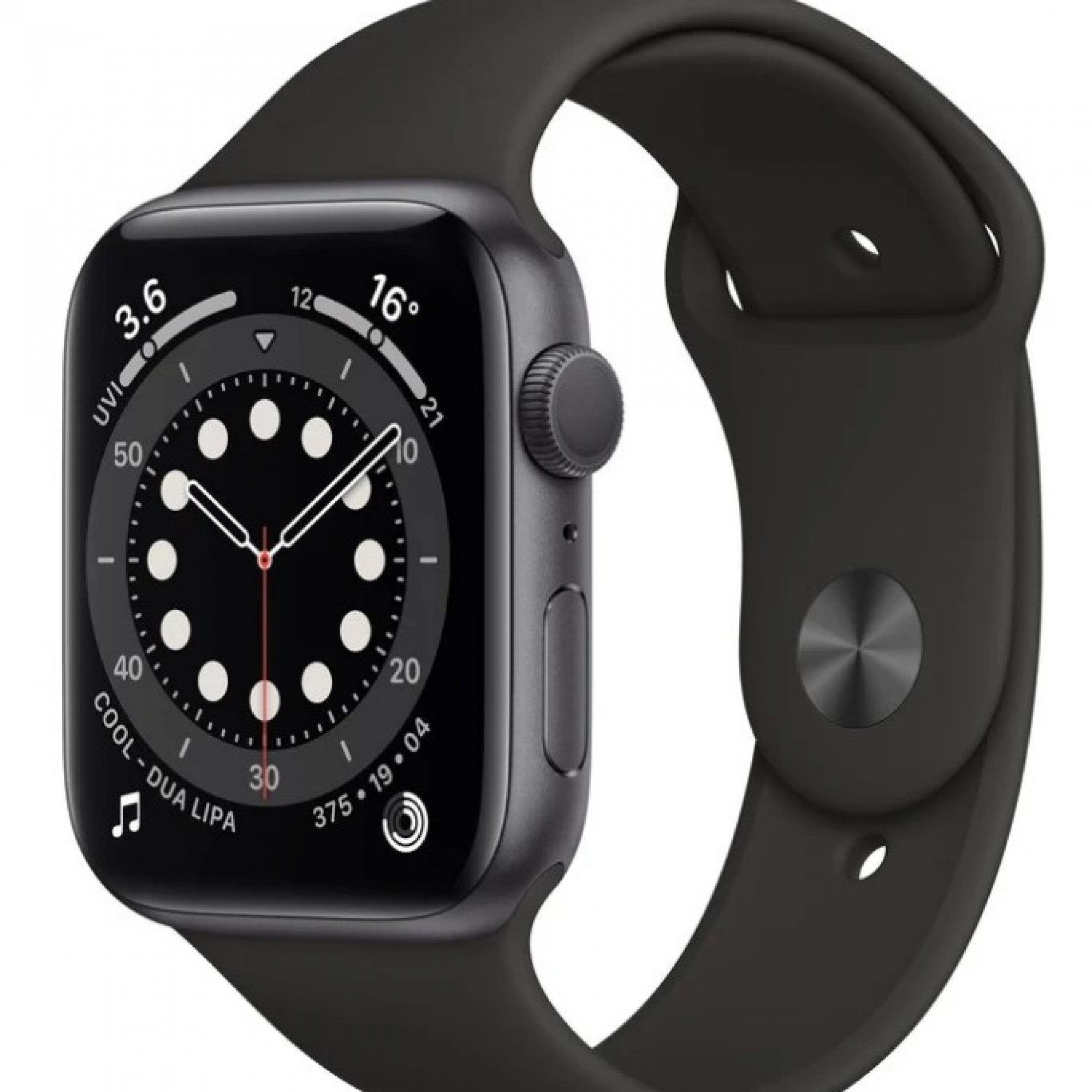 Apple Watch Series 6 40mm Space Gray Aluminum Case with Black Sport Band (MG133)